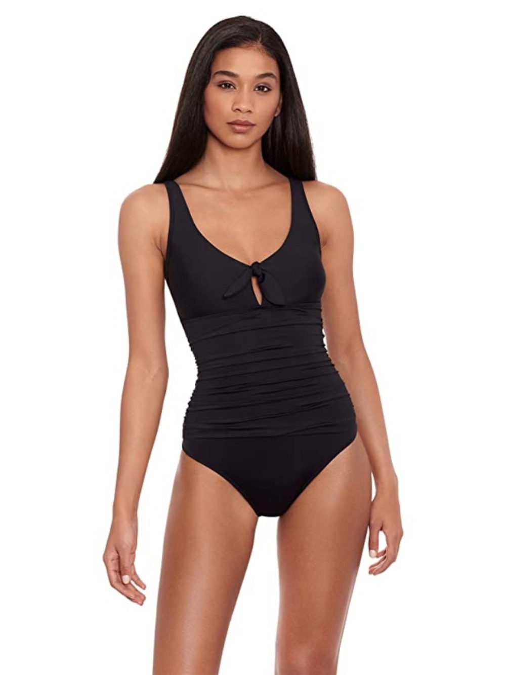 Lauren Ralph Lauren Front-Tie One-Piece Swimsuit - Black